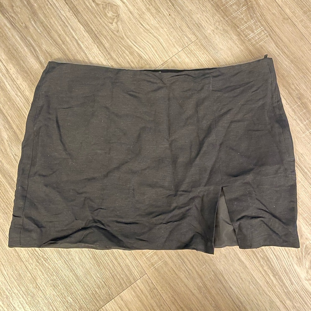 Black linen mini skirt